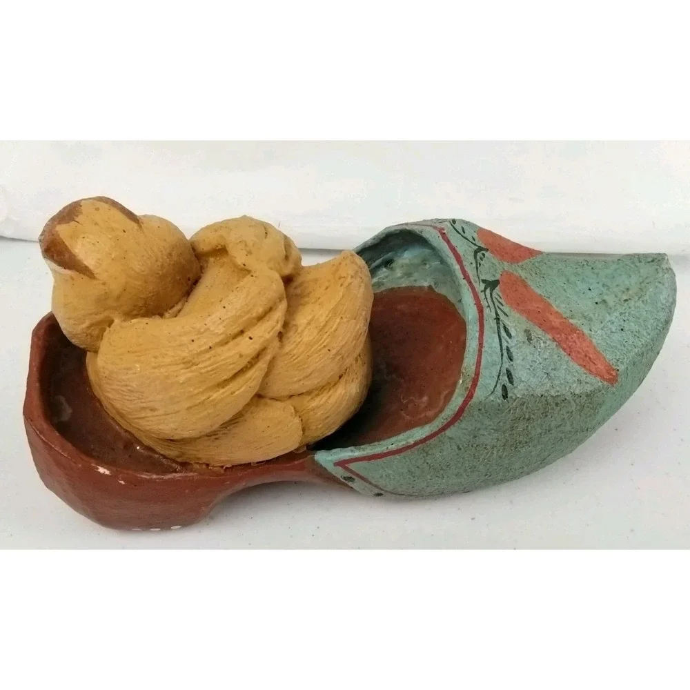 Vintage 1990s Rare House Of Hatten Resin Duck On Clog Spring Decor Folk Art